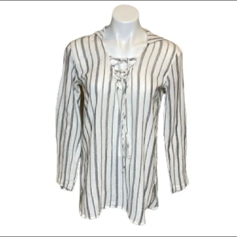 Billabong NWOT striped gauze cotton long sleeve hooded top size S